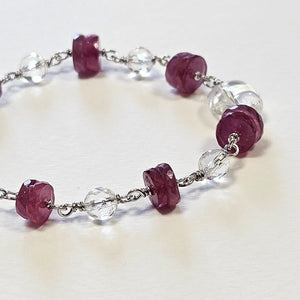 Bracciale Cristallo di rocca e Zaffiro rosso