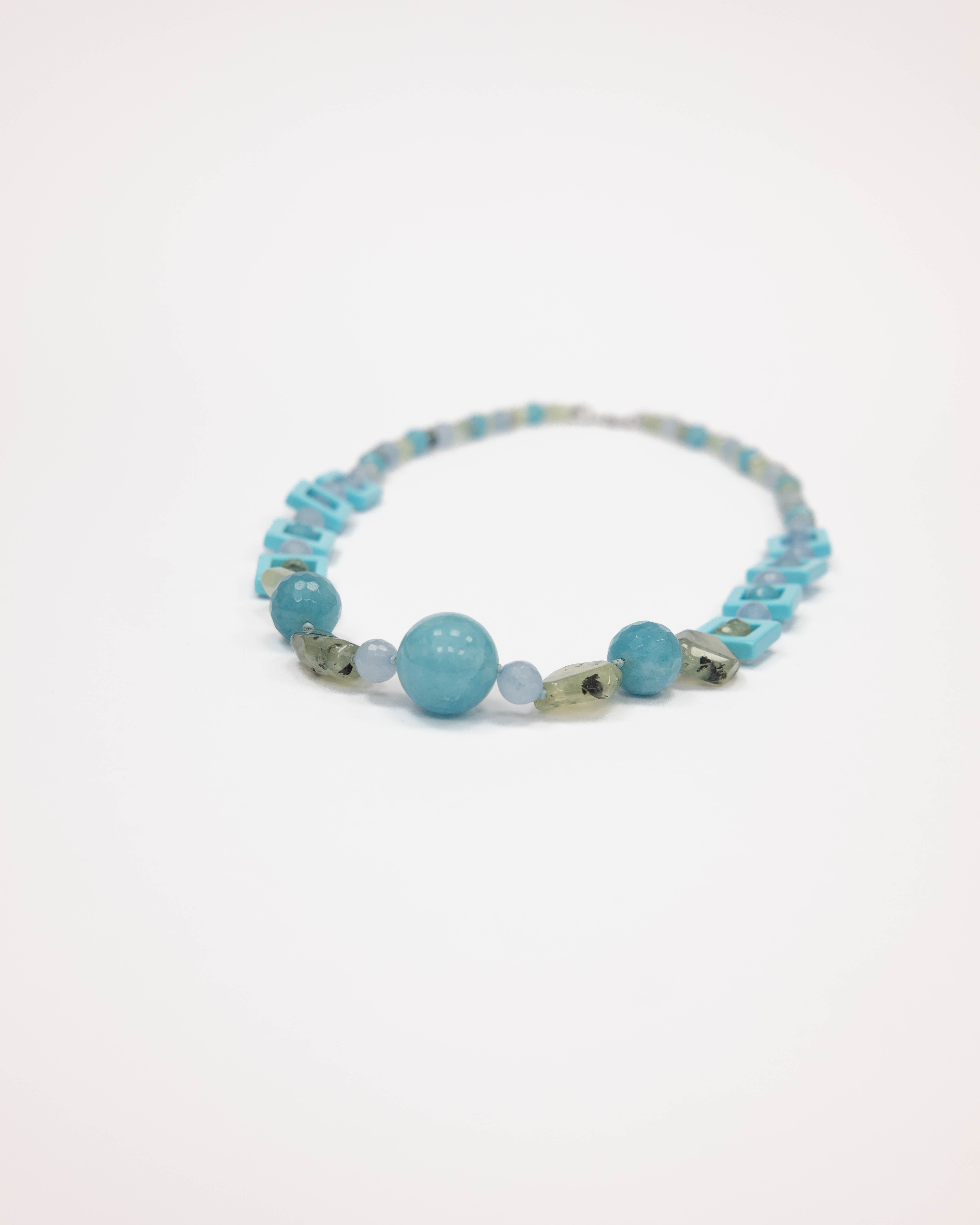 Collana in Quarzo celeste e Prehnite