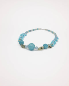 Collana in Quarzo celeste e Prehnite
