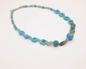Collana in Quarzo celeste e Prehnite