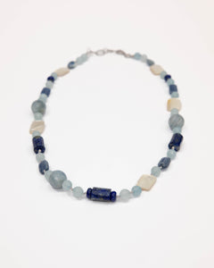Collana in Quarzo celeste, Distene, Lapislazzuli e Madreperla