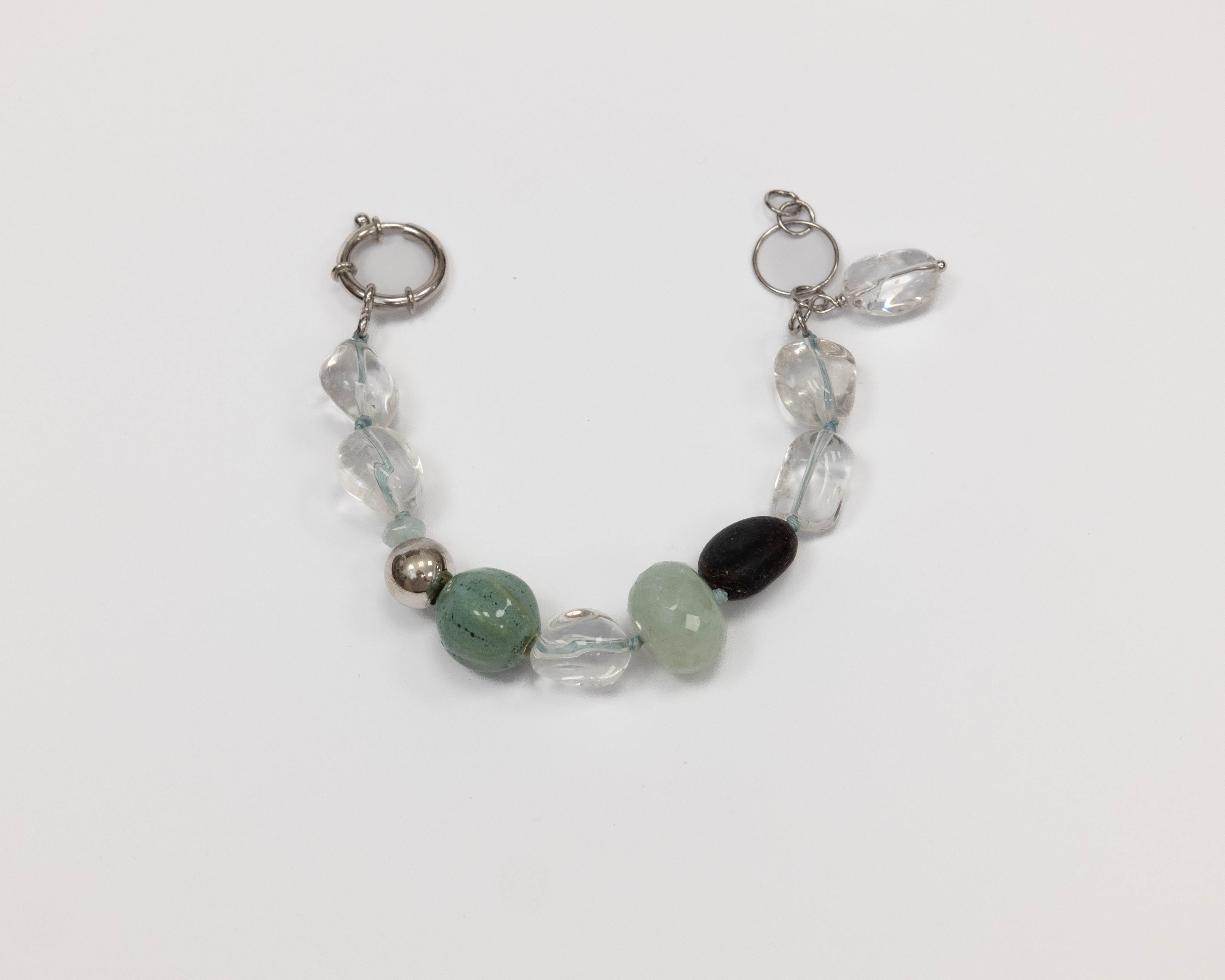 Bracciale in Cristallo di rocca, Acquamarina e Ceramica