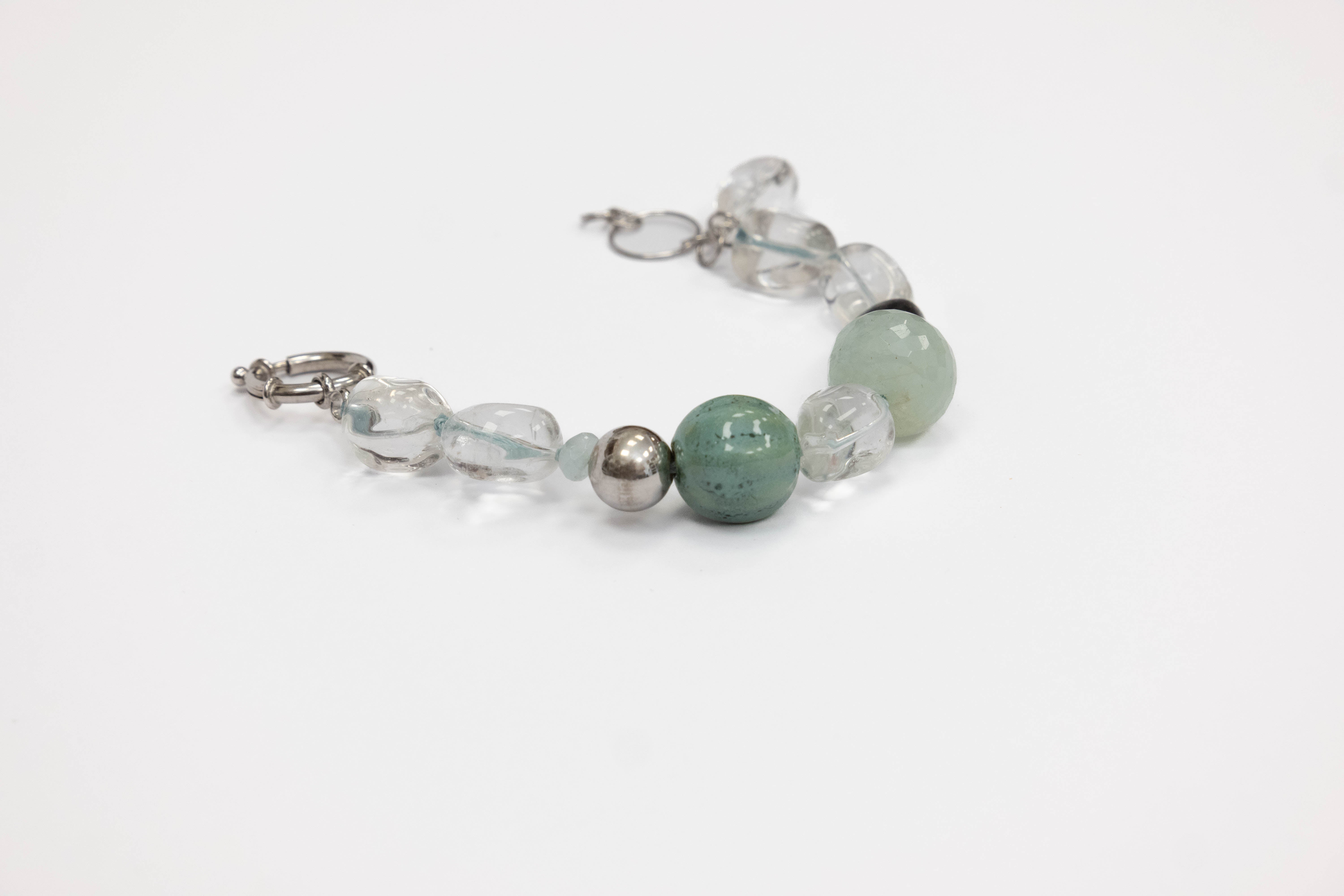 Bracciale in Cristallo di rocca, Acquamarina e Ceramica