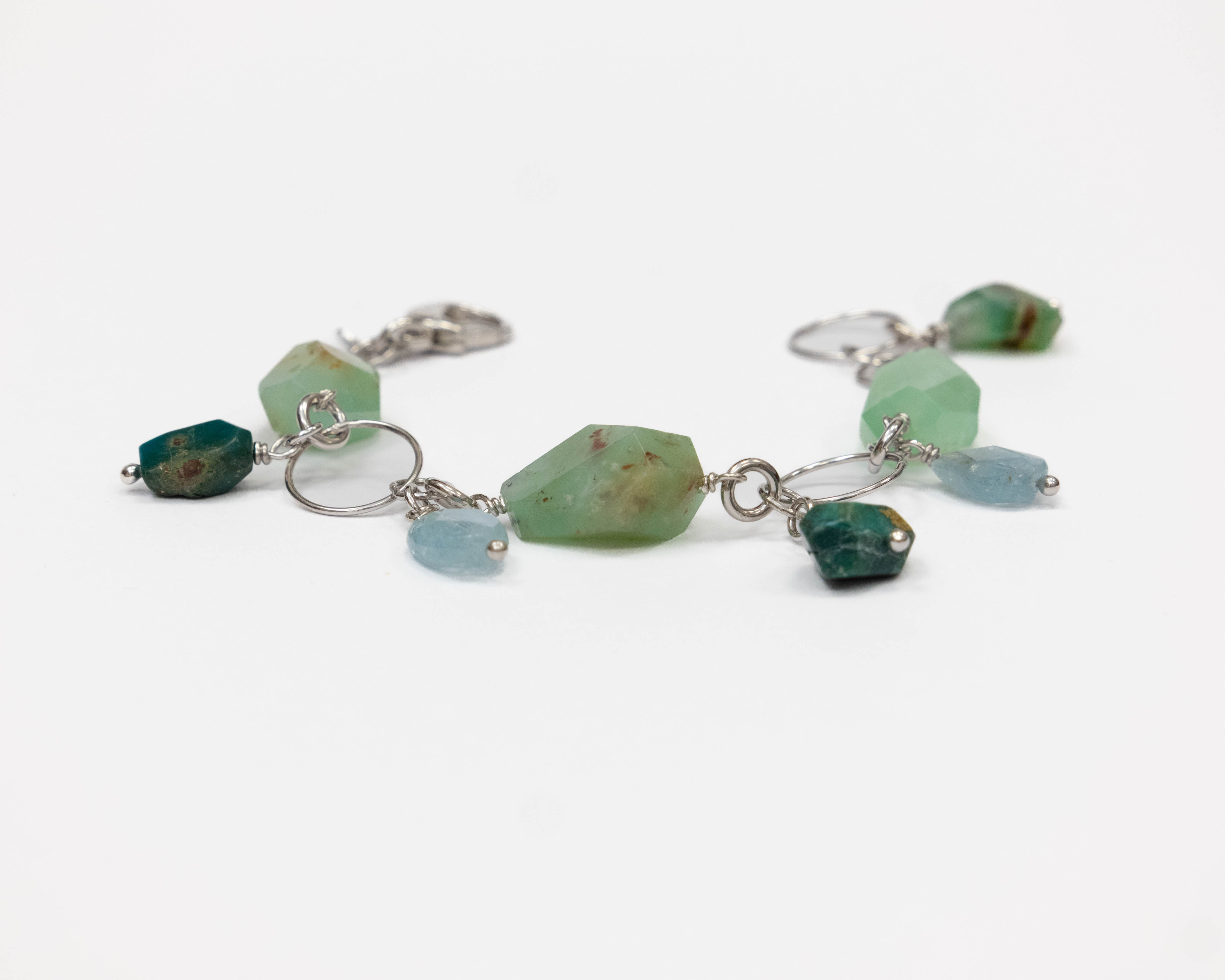 Bracciale in Crisoprasio, Acquamarina e Crisocolla