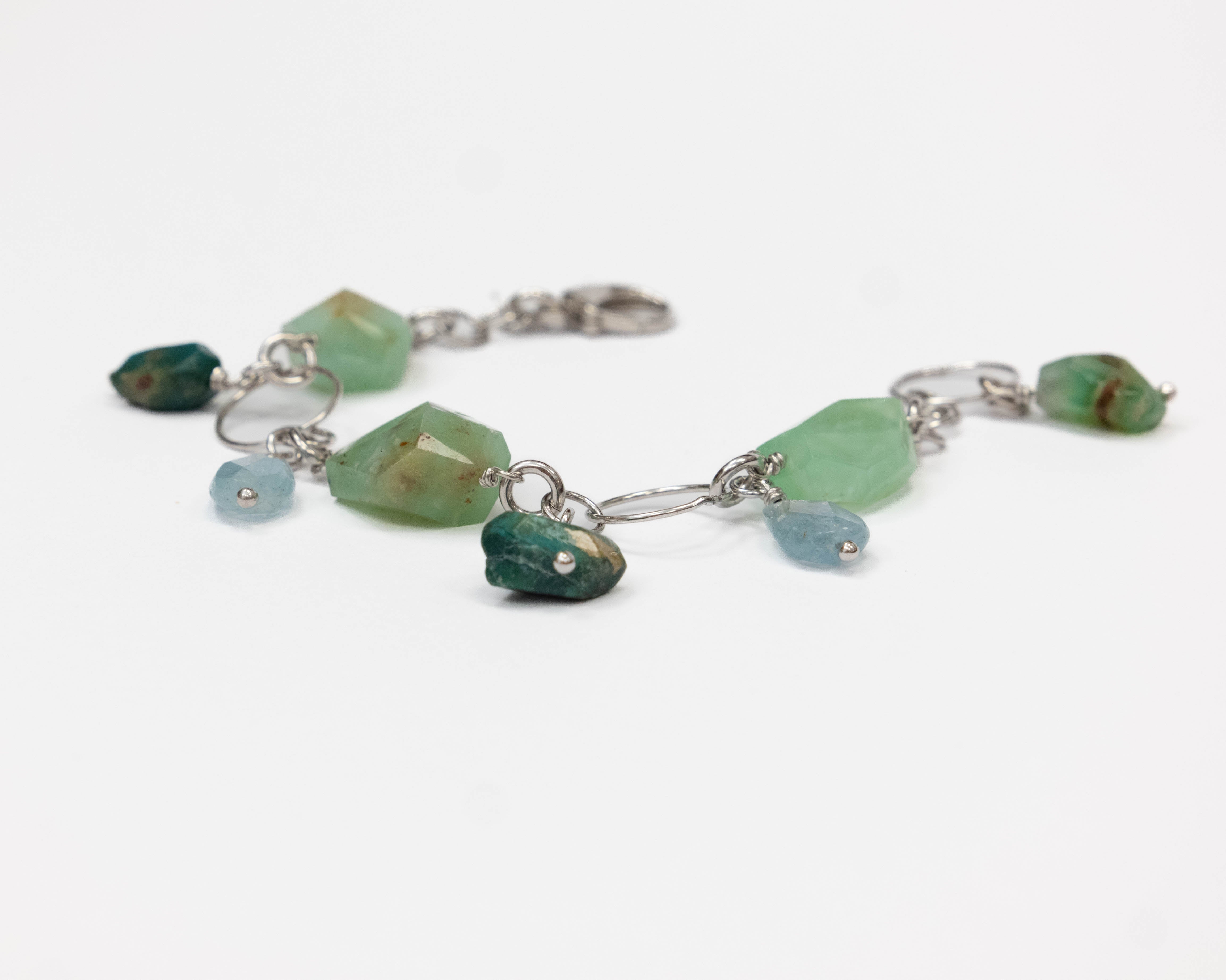 Bracciale in Crisoprasio, Acquamarina e Crisocolla