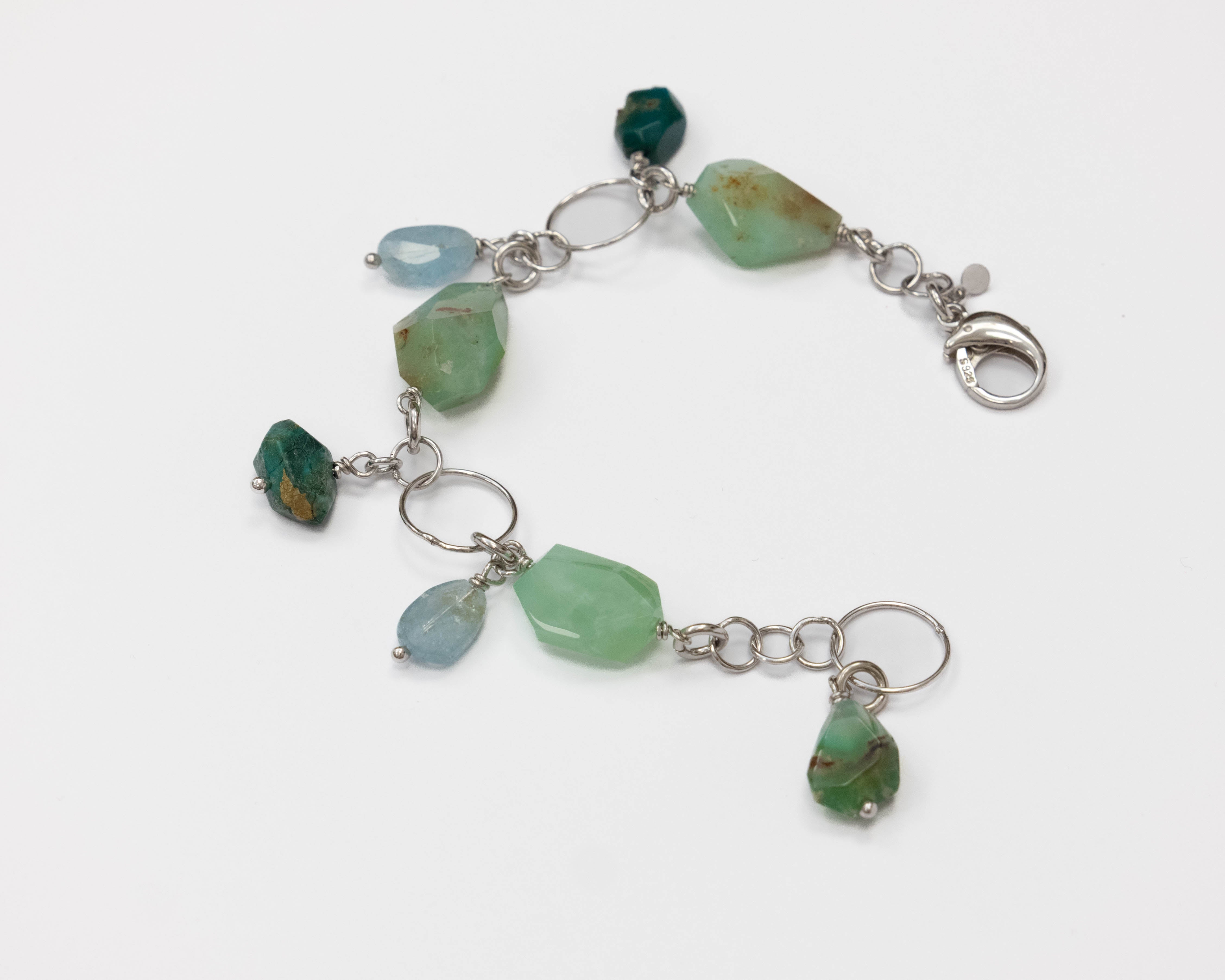 Bracciale in Crisoprasio, Acquamarina e Crisocolla