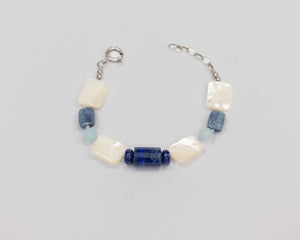 Bracciale in Lapislazzuli, Distene, Quarzo celeste e Madreperla