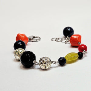 Bracciale Onice, Soldalite e Corallo