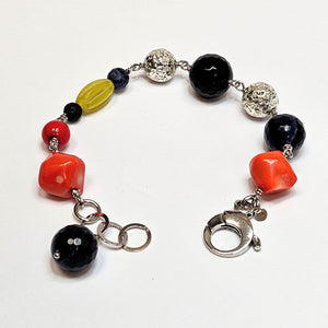 Bracciale Onice, Soldalite e Corallo