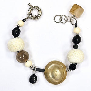 Bracciale Corno, Onice, Corallo spugna e Shungite