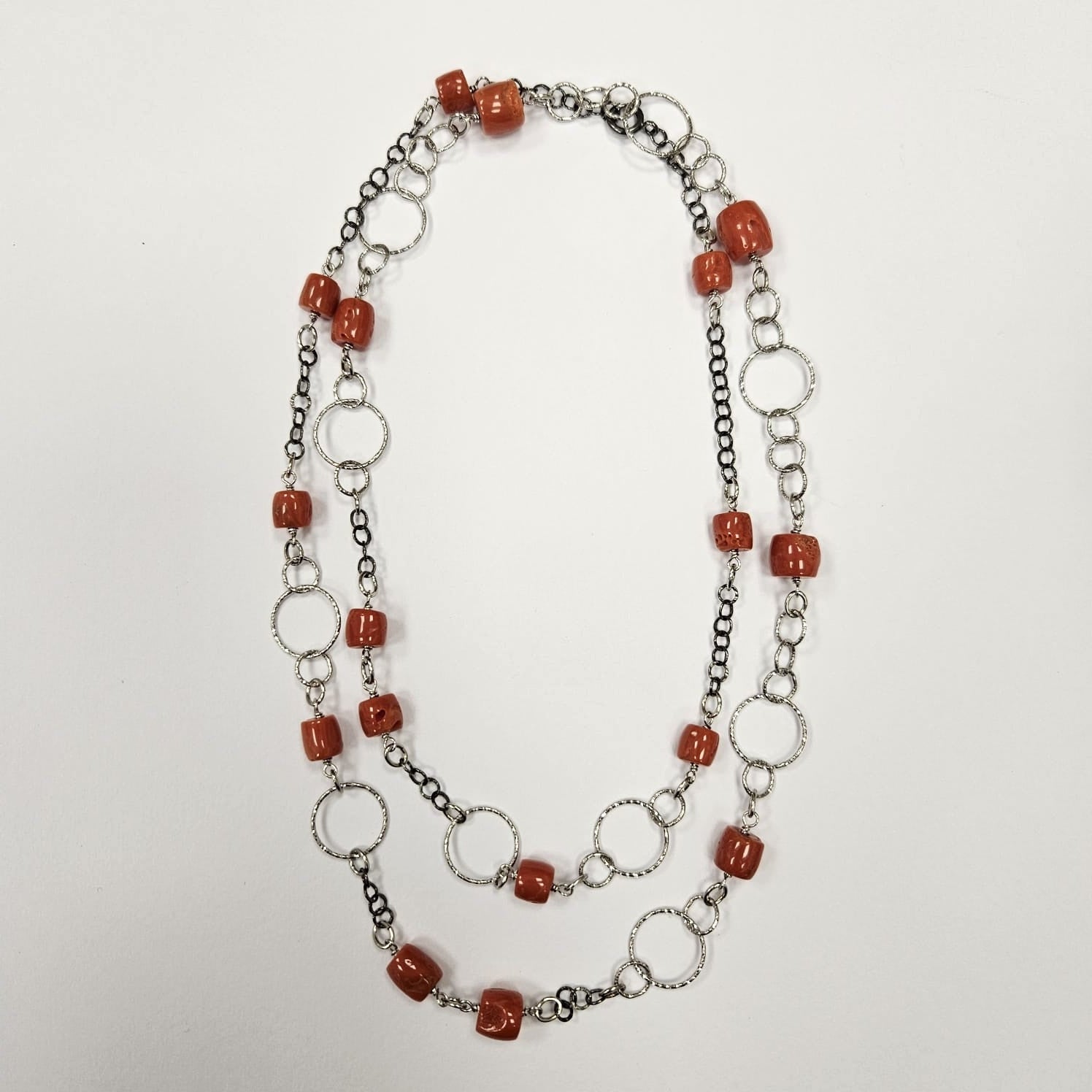 Collana in Corallo Mediterraneo e argento