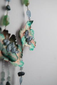 Collana con fiori in rame, Acquamarina, Crisocolla e Crisoprasio