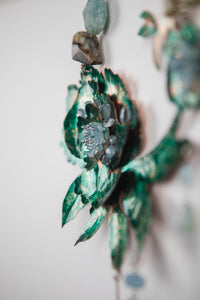 Collana con fiore in rame, Acquamarina, Agata e Opale