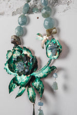 Carica l&#39;immagine nel visualizzatore di Gallery, Collana con fiore in rame, Acquamarina, Agata e Opale
