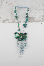 Carica l&#39;immagine nel visualizzatore di Gallery, Collana con fiore in rame, Acquamarina, Turchese e Zaffiro
