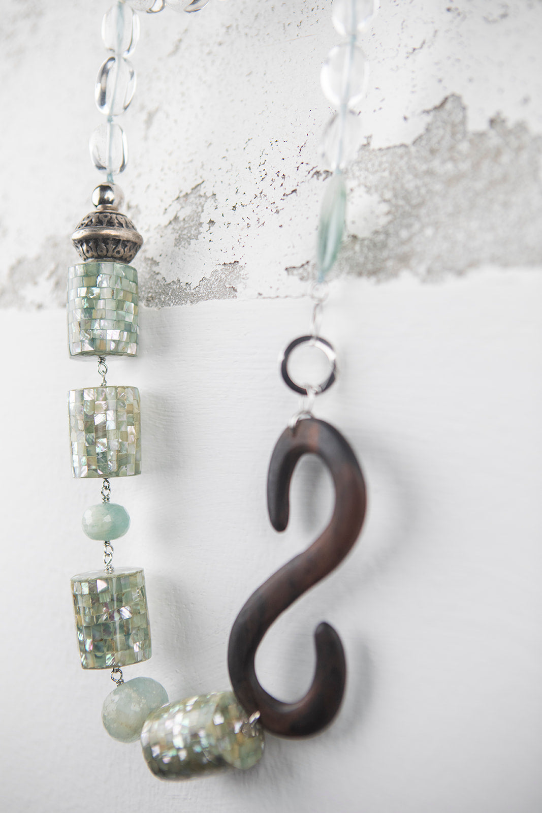 Collana Acquamarina e Cristallo di Rocca