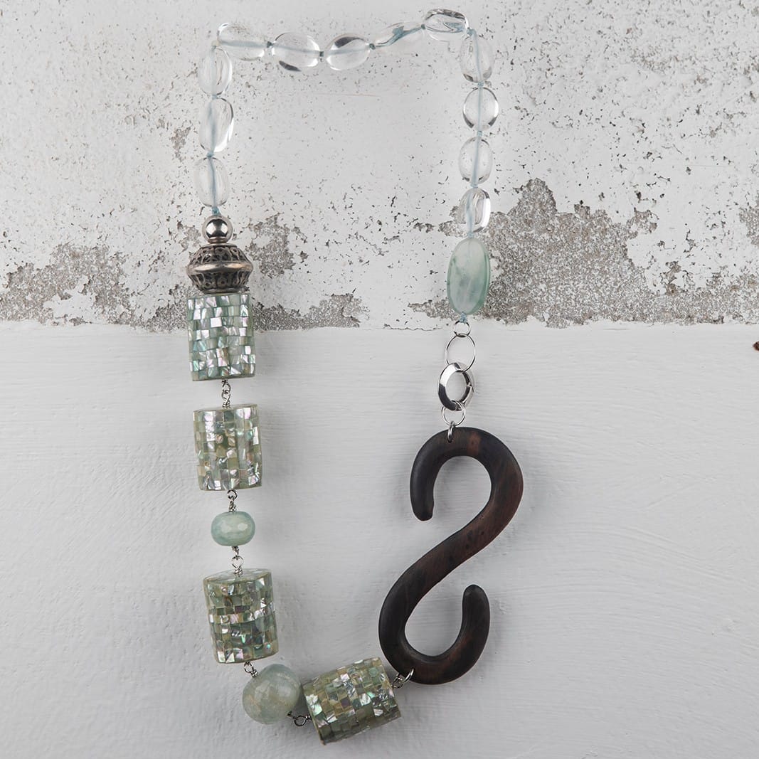 Collana Acquamarina e Cristallo di Rocca