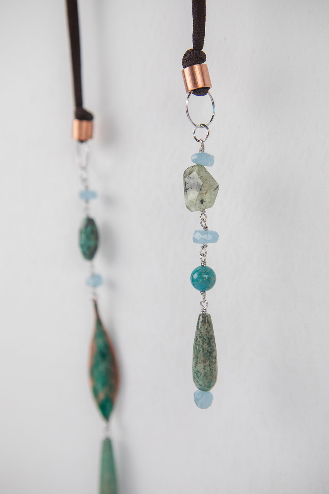 Collana in Ceramica, Rame, Agata, Turchese, Prehnite e Acquamarina