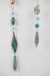 Collana in Ceramica, Rame, Agata, Turchese, Prehnite e Acquamarina