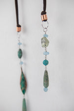 Carica l&#39;immagine nel visualizzatore di Gallery, Collana in Ceramica, Rame, Agata, Turchese, Prehnite e Acquamarina
