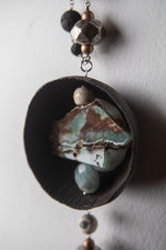 Carica l&#39;immagine nel visualizzatore di Gallery, Collana in Ceramica Raku, Acquamarina, Crisoprasio e Turchese
