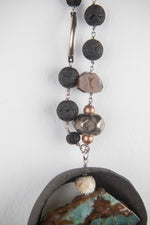 Carica l&#39;immagine nel visualizzatore di Gallery, Collana in Ceramica Raku, Acquamarina, Crisoprasio e Turchese
