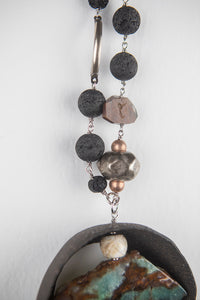 Collana in Ceramica Raku, Acquamarina, Crisoprasio e Turchese