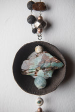 Carica l&#39;immagine nel visualizzatore di Gallery, Collana in Ceramica Raku, Acquamarina, Crisoprasio e Turchese
