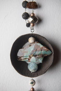 Collana in Ceramica Raku, Acquamarina, Crisoprasio e Turchese
