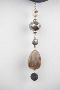 Collana in Ceramica Raku, Acquamarina, Crisoprasio e Turchese