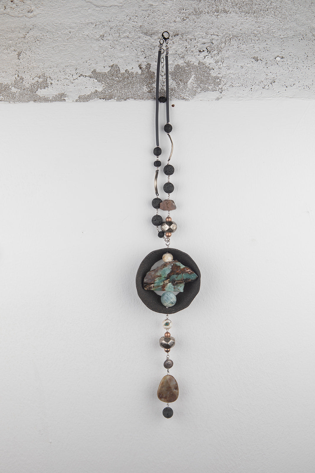 Collana in Ceramica Raku, Acquamarina, Crisoprasio e Turchese