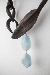 Collana legno e Acquamarina su argento