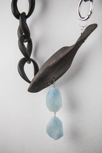 Collana legno e Acquamarina su argento