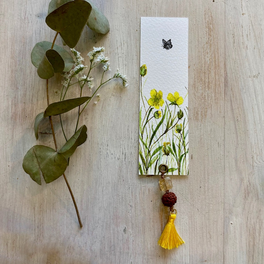 Decorated bookmark"Yellow buttercups"